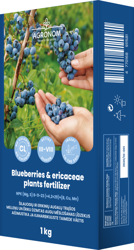 Aedmustika ja kanarbikuliste taimede väetis AGRONOM, 1 kg